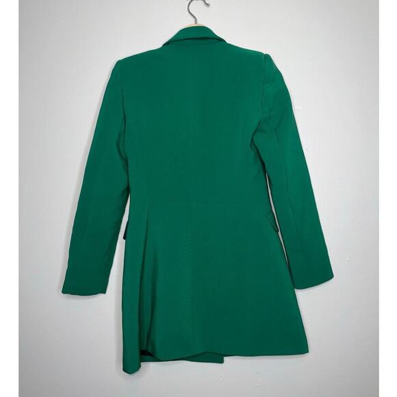 Zara Green Blazer Dress Women’s Small Double Breasted Long Sleeve Blogger Fav - Picture 7 of 8